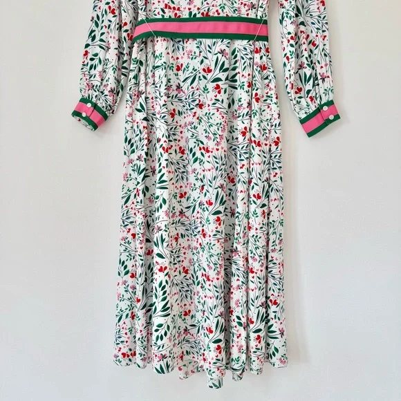 Boden Victoria Midi Dress in Floral Garden Party, Contrasting Belt Size 10 - Picture 12 of 16